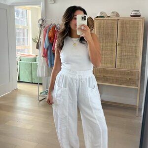 Primark White Knit Crop Tank Top